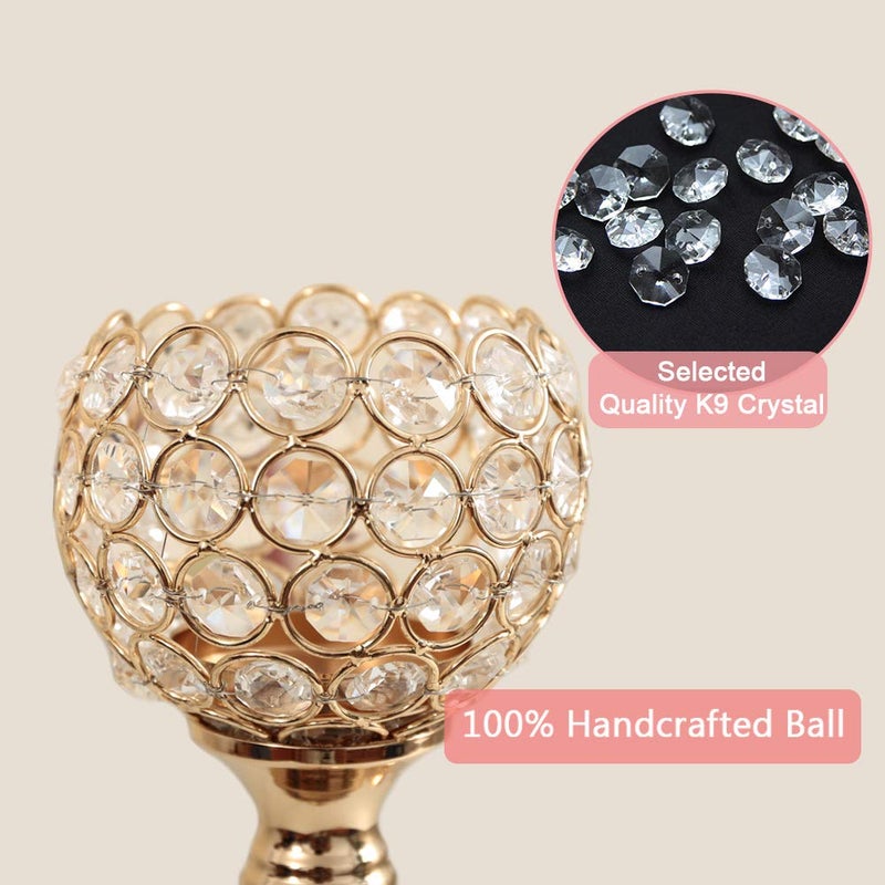 VINCIGANT Gold Crystal Candle Holders Set of 2 for Fireplace Coffee Table Mantle Decor,Wedding Home Halloween Decoration Centerpieces - Image 3